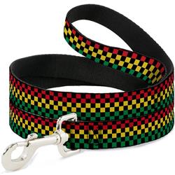Dog Leash - Checker Black/Rasta
