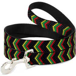 Dog Leash - Chevron Weave Black/Rasta