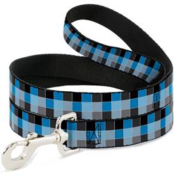 Dog Leash - Checker Mosaic Blue