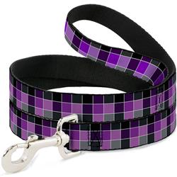 Dog Leash - Checker Mosaic Purple