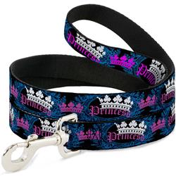 Dog Leash - Crown Princess Oval Black/Turquoise