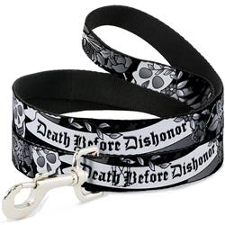 Dog Leash - Death Before Dishonor Black/White