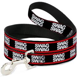 Dog Leash - Double SWAG Black/White/Red Stripe