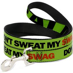 Dog Leash - DON'T SWEAT MY SWAG Neon Green/Black/Red