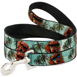 Dog Leash - Dachshund in Shades w/Palm Trees
