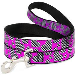 Dog Leash - Eighties Hearts Fuchsia/Black/White