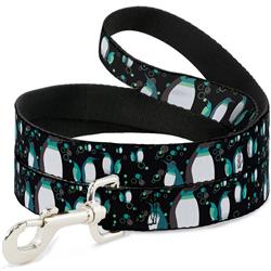 Dog Leash - Emperor Penguins w/Bubbles Black/Gray/Turqs