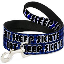 Dog Leash - EAT SLEEP SKATE Buffalo Plaid Blue