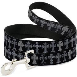 Dog Leash - Elegant Crosses Black/Grays