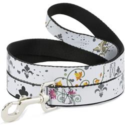 Dog Leash - Flower Splatter White/Gray