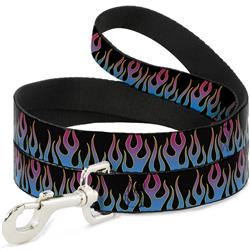 Dog Leash - Flames Black/Blue/Pink