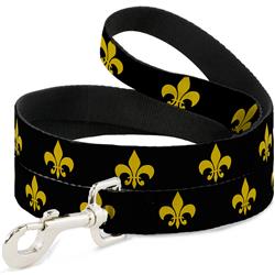 Dog Leash - Fleur-de-Lis Black/Yellow