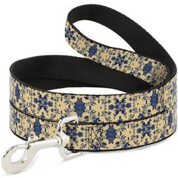 Dog Leash - Floral Collage Tan/Blue