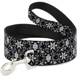 Dog Leash - Floral Collage Black/Gray/White