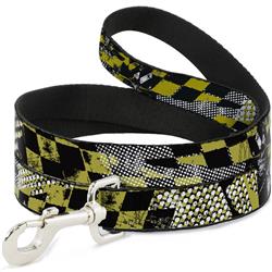 Dog Leash - Grunge Checker Flag Green