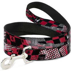 Dog Leash - Grunge Checker Flag Red