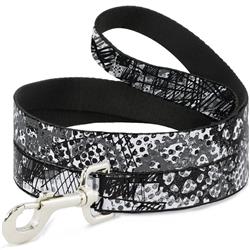 Dog Leash - Grunge Gears Black/White