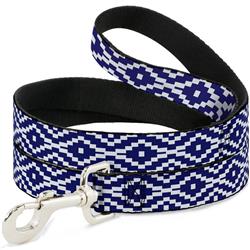 Dog Leash - Geometric Diamond Blue/White