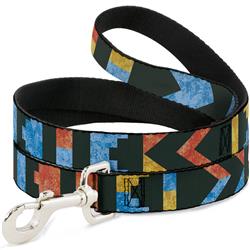 Dog Leash - Geometric8 Charcoal/Orange/Gold/Blue