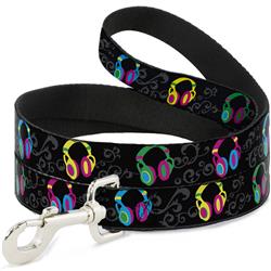 Dog Leash - Headphones Curls Black/Gray/Neon