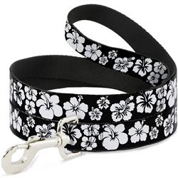 Dog Leash - Hibiscus Black/White