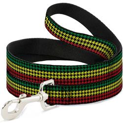 Dog Leash - Houndstooth Black/Rasta