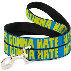 Dog Leash - HATERS GONNA HATE Turquoise/Yellow
