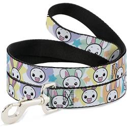 Dog Leash - Happy/Sad Bunnies & Stars White/Pastel