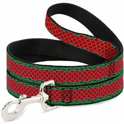 Dog Leash - Holiday Trim Stripe Green/Red