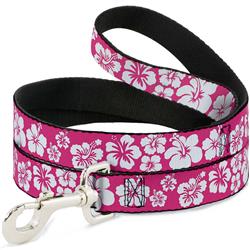 Dog Leash - Hibiscus Neon Pink/White