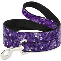 Dog Leash - Hibiscus Collage Purple Shades