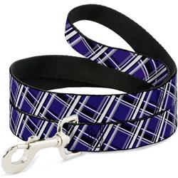 Dog Leash - Houndstooth Gray/Purple/White