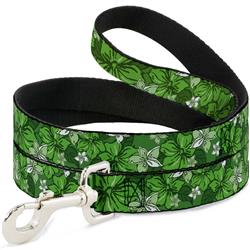 Dog Leash - Hibiscus Collage Green Shades