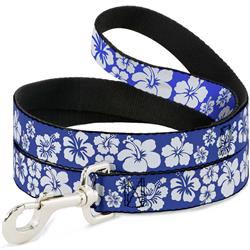 Dog Leash - Hibiscus Blue/White