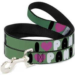 Dog Leash - I "Heart" PANDAS Green/White/Black/Pink