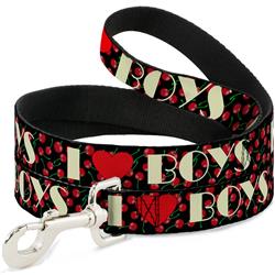 Dog Leash - I Heart BOYS Black/Cherries