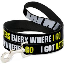 Dog Leash - I GOT HATERS EVERYWHERE Black/White/Yellow