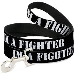 Dog Leash - I'M A FIGHTER Black/White
