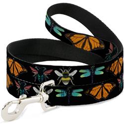 Dog Leash - Insects CLOSE-UP Black