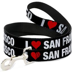 Dog Leash - I "HEART" SAN FRANCISCO Black/White/Red
