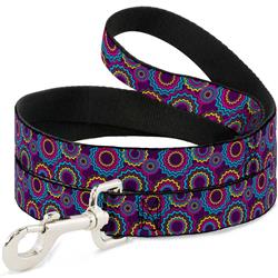 Dog Leash - Jagged Rings Purples/Blues/Yellow