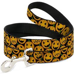 Dog Leash - Jack-o'-Lantern Collage Black