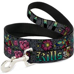 Dog Leash - Love Kills Gray