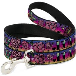 Dog Leash - Love Love Purple