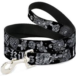 Dog Leash - Love Kills Black/White