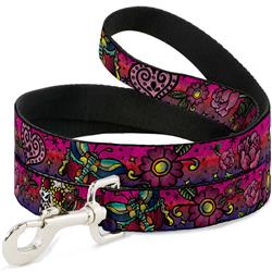 Dog Leash - Love Kills CLOSE-UP Pink