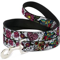 Dog Leash - Love Kills CLOSE-UP White