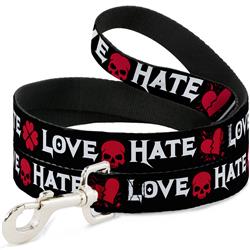 Dog Leash - Love/Hate Black/White/Fuchsia