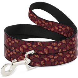 Dog Leash - Leaves Swirl Navy/Burgundy