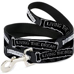 Dog Leash - LIVING THE DREAM Scroll Gray/Black/White